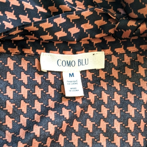 Blouse/Top. Size M. Long-sleeved, cuffed top. Como Blum Brown and Black. - Picture 6 of 9